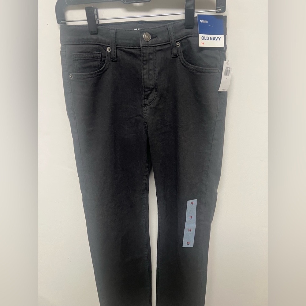 OLD NAVY BOYS CHARCOAL SIZE 14 SLIM BUILT-IN FLEX JEANS.  NWT